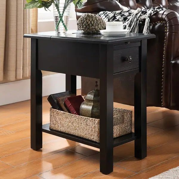 Copper Grove Ballingall Black Side Table with Charging Station - Overstock - 20931407 | Bed Bath & Beyond