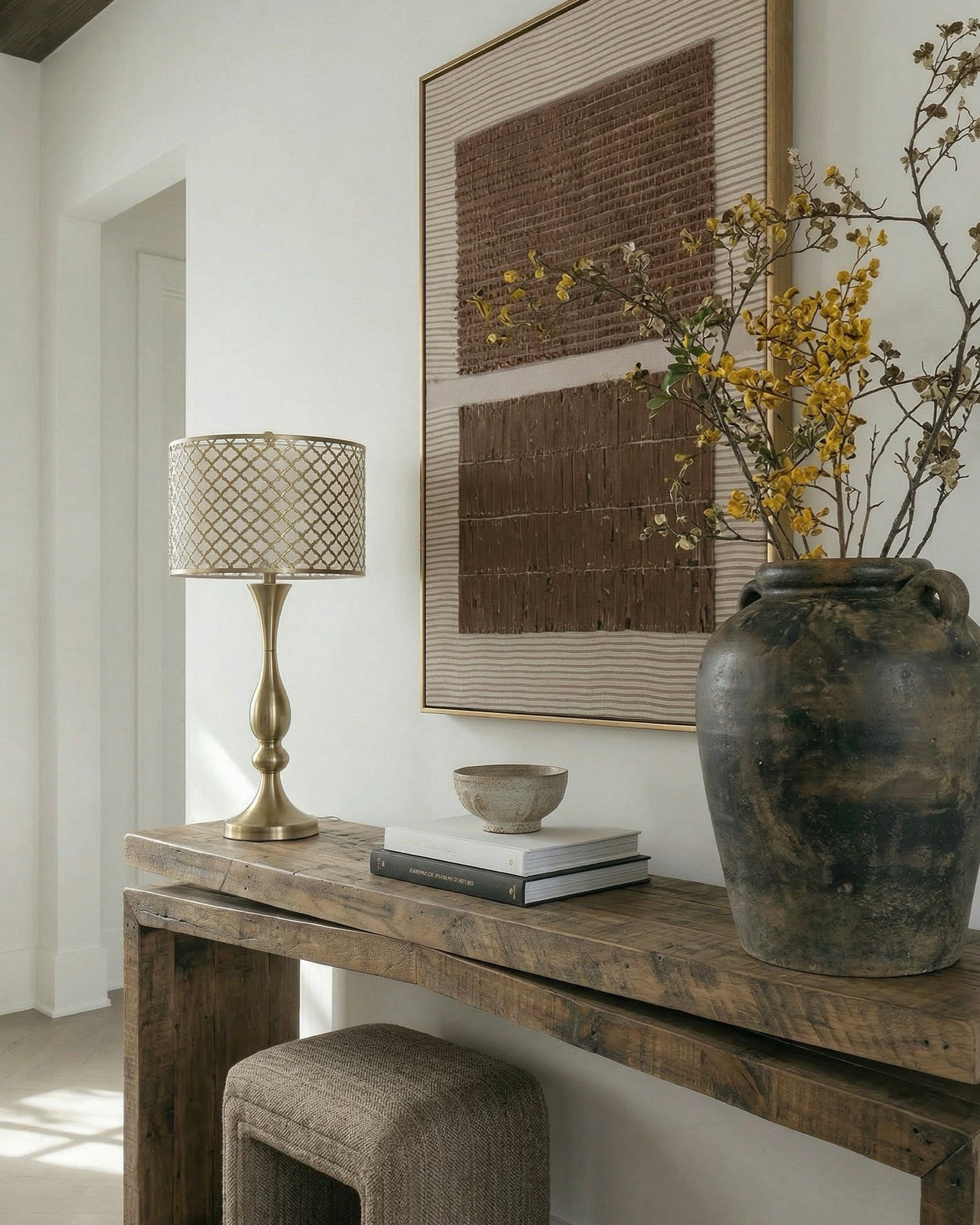 Shop the look:
• Cream upholstered sofa / neutral fabric couch • Ivory boucle accent chairs • Round light wood coffee table • Textured boucle ottomans / foot stools • Vintage distressed area rug (neutral patterned rug) • Marble slab fireplace wall / stone fireplace design • Custom built-in shelving / wood built-ins • Decorative vases (ceramic + sculptural decor) • Coffee table books + tray styling decor • Wood console table (rustic entryway table) • Upholstered bench / small stool • Brass table lamp with patterned shade • Glass + brass side table • Framed abstract wall art (neutral artwork) • Wall sconces with globe lighting • Olive branch stems / faux greenery • Woven throw blanket / textured throw • Decorative beads / bowl accents

#LTKhome #LTKsale #LTKstyletip