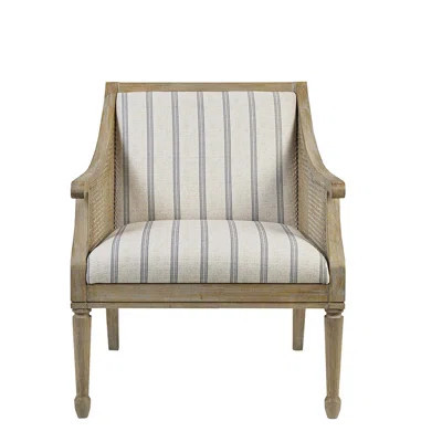 Beige Armchair With Foam Cushion, Solid Wood Construction, Cane Details, Style Frame, Upholstery, 32.57H Inches Overall Dimension | Wayfair North America