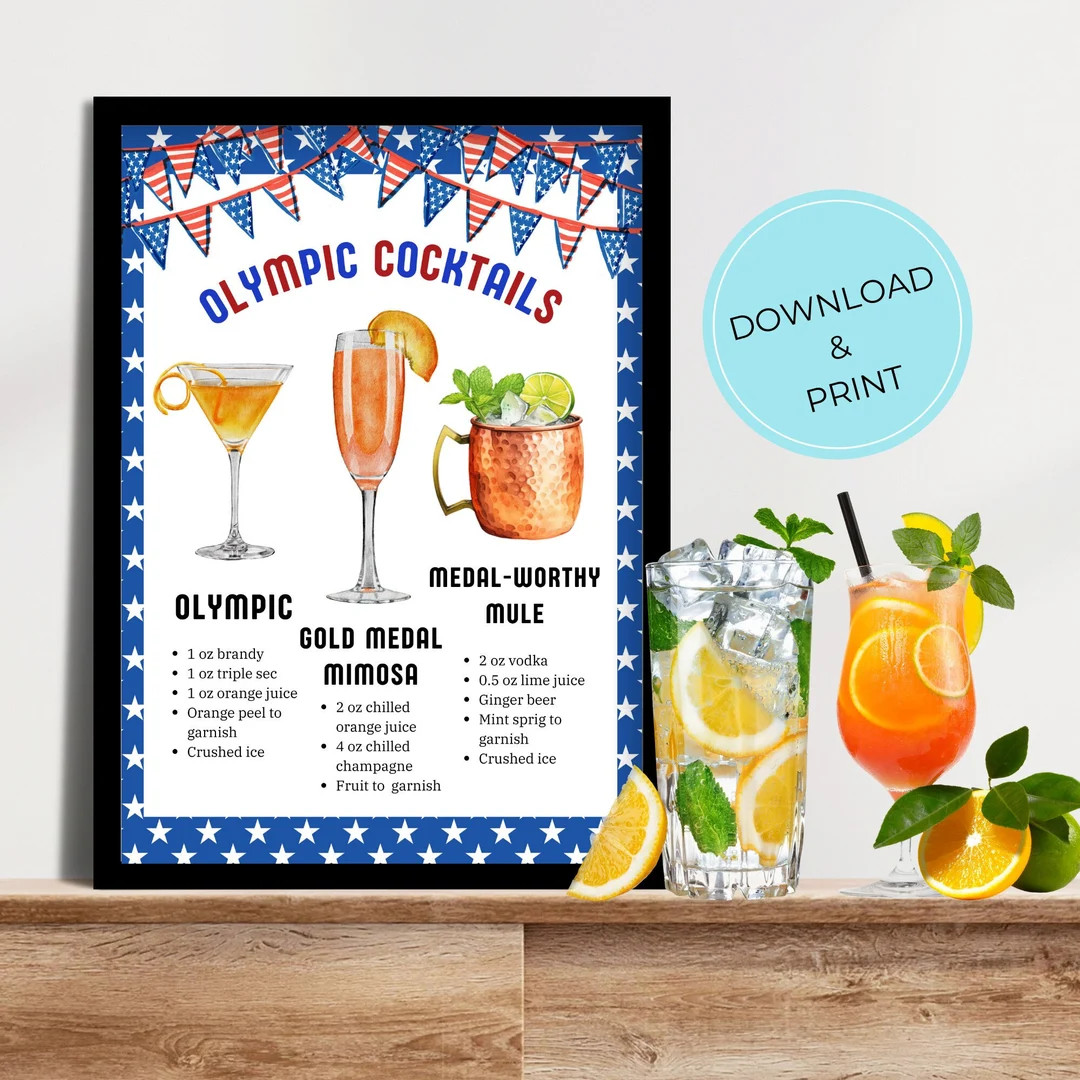 Olympic Cocktails Menu Bar Sign Template, Digital Printable File Instant Download Print PDF / Edi... | Etsy (US)