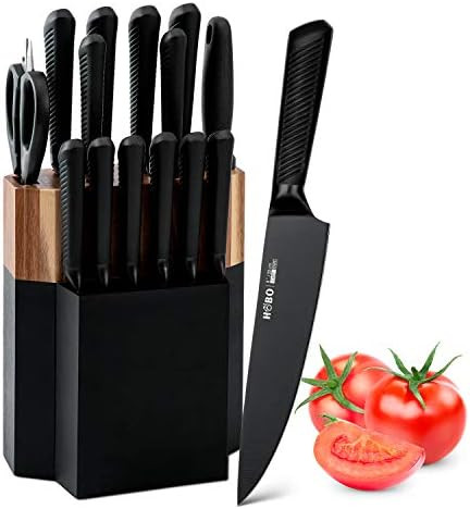 Knife Set, Kitchen Knife Set with Block, 15 Piece Kitchen Knife Set, Chef Knife Set Kitchen Knife... | Amazon (US)