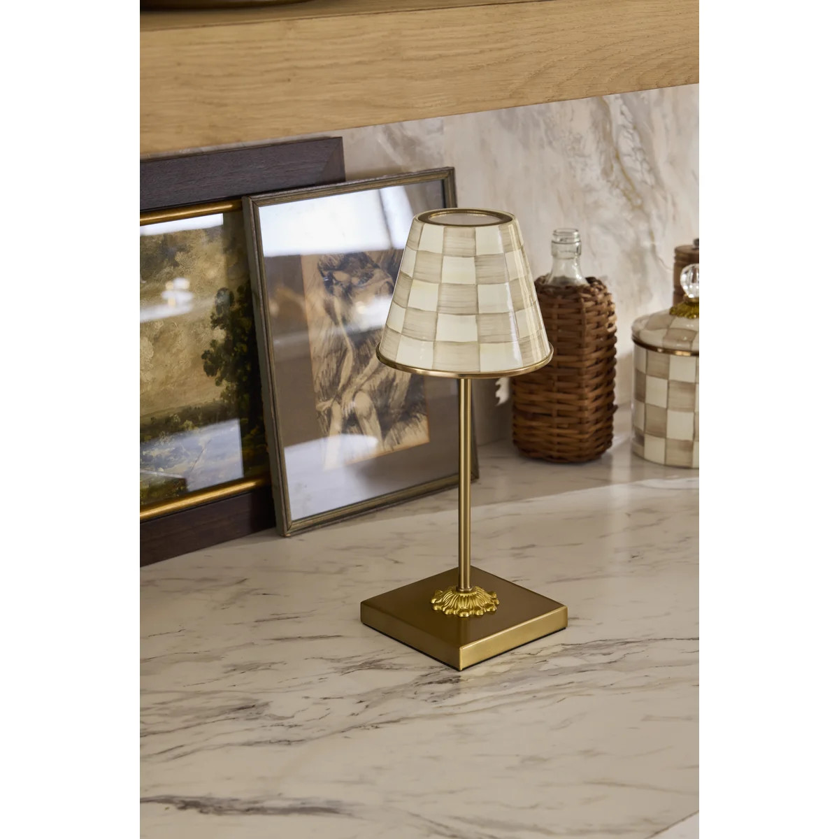 Mocha Check LED Rechargeable Cafe Table Lamp | Wayfair North America