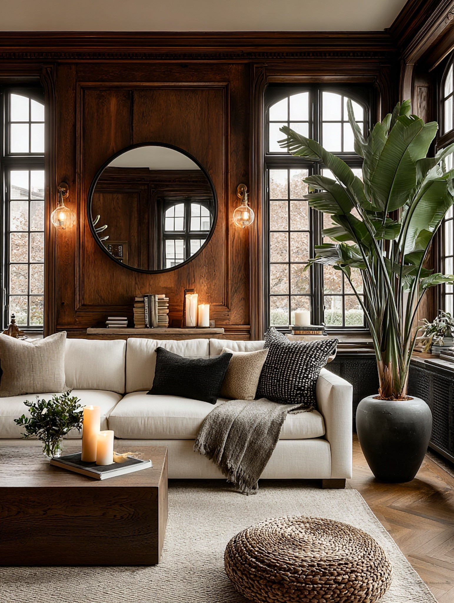 Quiet luxury, warm neutrals, and timeless design 🤍

This living room blends rich wood paneling with a creamy sofa, textured pillows, soft lighting, and natural accents for an elevated yet inviting feel. If you love ‘classic-meets-modern interiors', cozy luxury, and warm neutral spaces, shop these curated pieces to recreate this effortlessly refined look. 

 #LTKhome #LTKinteriors #QuietLuxury #WarmNeutrals #TimelessDesign