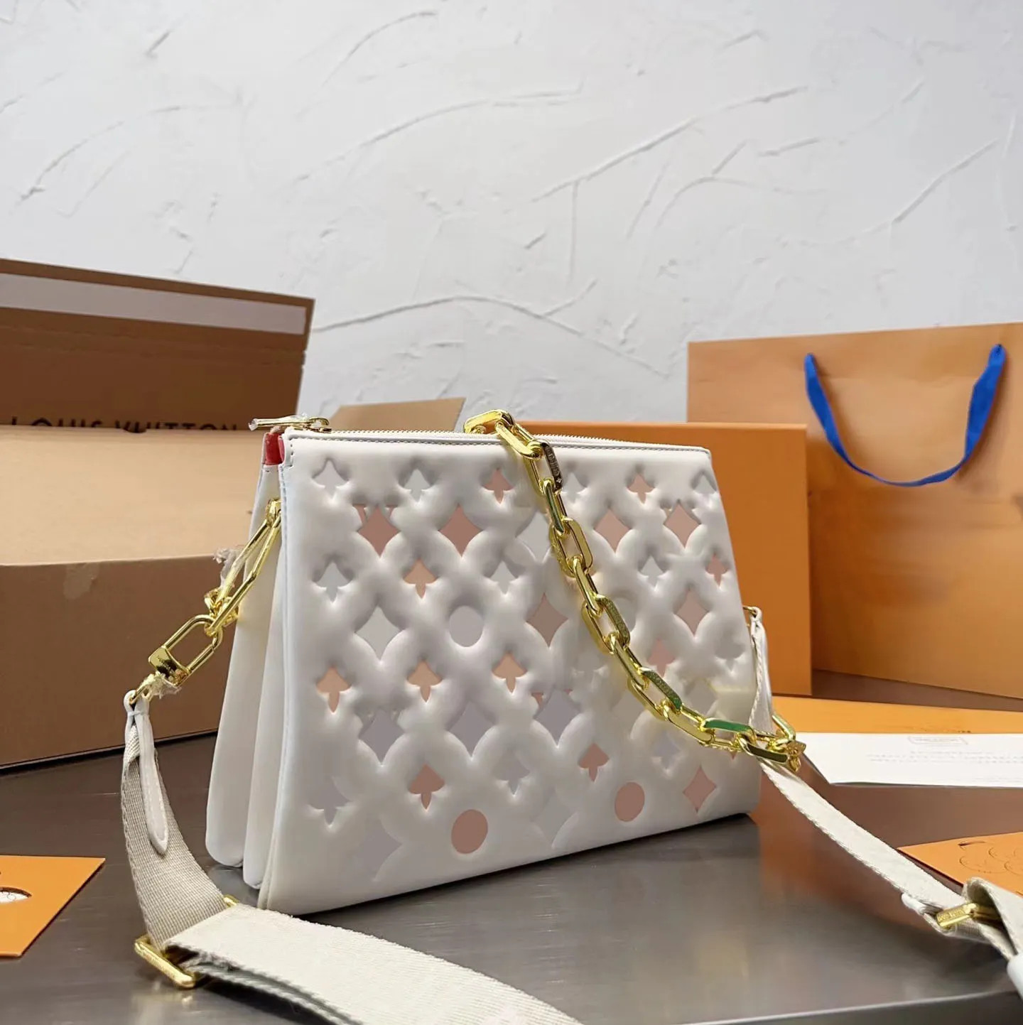 designer coussin PM bag shoulder bags crossbody purse Embossed flower tote leather black women cl... | DHGate