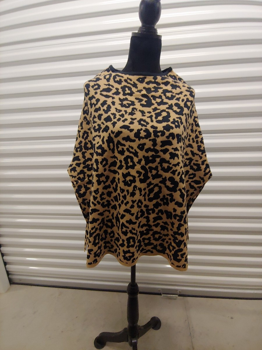 Stylish Leopard Print Sweater Poncho Cape Small-Medium In Excellent Condition | eBay US