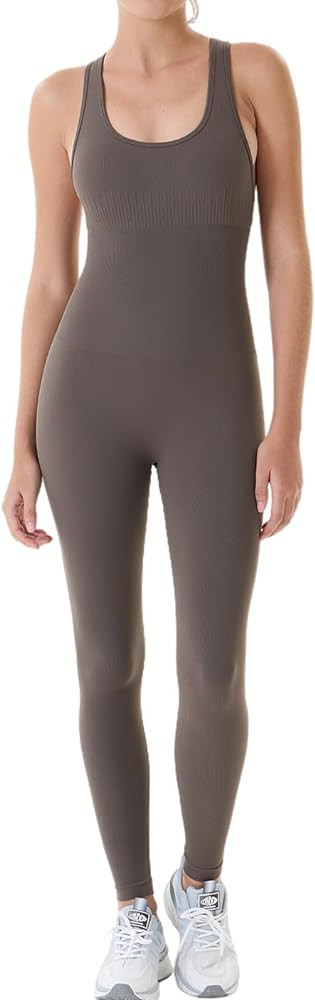 AUROLA Power Workout Jumpsuit for Women Yoga Gym Seamless One Piece Racerback Tummy Control Padde... | Amazon (US)