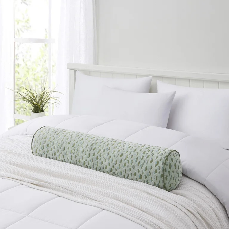 Home Decor Collection 8" x 36" Green Woven Leopard Bolster Decorative Pillow | Walmart (US)