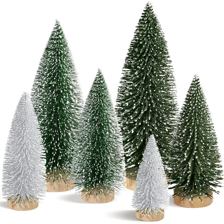 Ayieyill 6Pcs Artificial Mini Christmas Tree, Bottle Brush Christmas Trees with Wooden Base | Walmart (US)