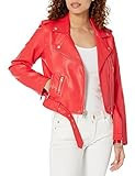 Levi's Women's The Belted Faux Leather Moto Jacket (Regular & Plus Size), Hibiscus RED, XX-Large | Amazon (US)