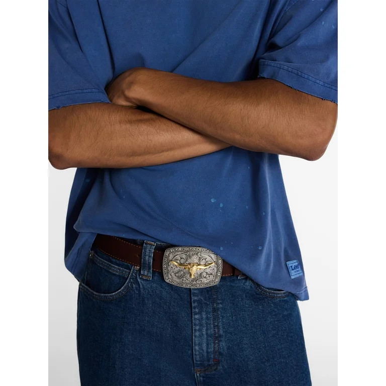 Kacey Lee Men's Leather Belt with Longhorn Buckle | Walmart (US)