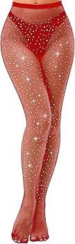 VEBZIN Sexy Sparkly Fishnets Stockings Jeweled High Waist Fishnet Tights for Women Rhinestone Par... | Amazon (US)