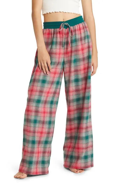 BP. Flannel Pajama Pants in Green Botanical Grady Plaid at Nordstrom, Size X-Small | Nordstrom