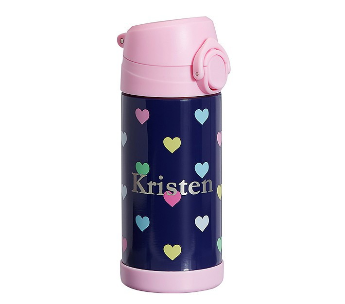 Mackenzie Navy Pink Multi Hearts Water Bottles | Pottery Barn Kids