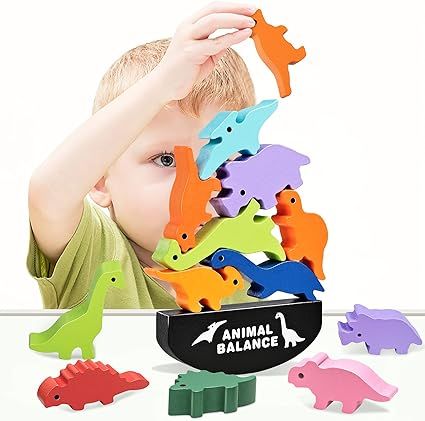 HahaGift Dinosaur Toys for Kids 3-5 Year Old Boys Gifts, Wooden Stacking Toddler Toys for 2 3 4 5... | Amazon (US)