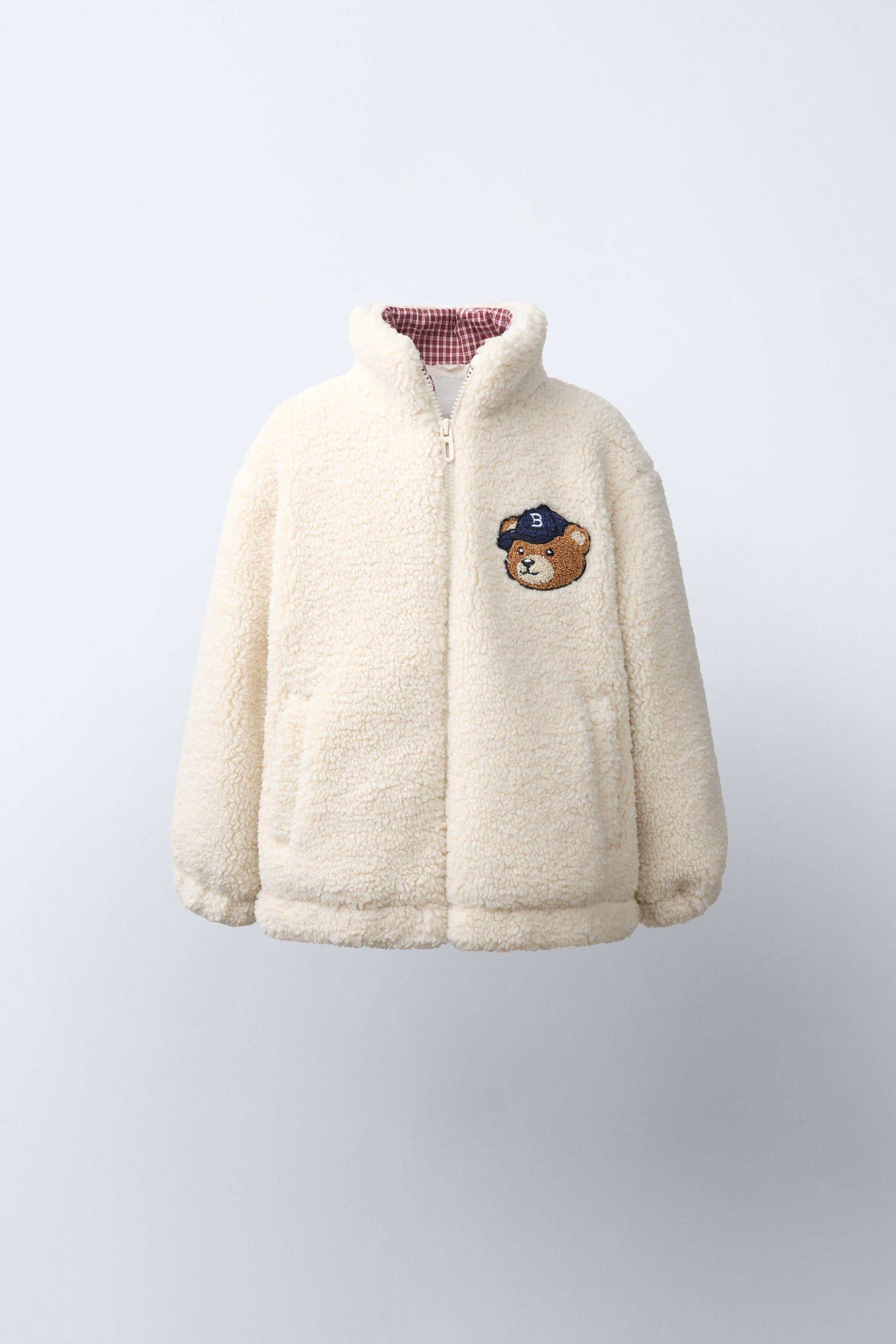 BEAR EMBROIDERY FAUX SHEARLING JACKET | Zara US