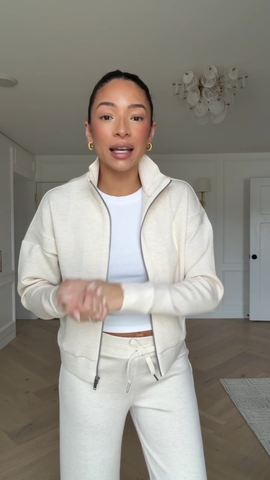 Spanx set over 50% OFF!! This set is made with the most buttery soft material - it’s my go to travel and lounge set! Wearing size S track jacket and size S tall wide leg pants 

work from home outfit, airport outfit, travel outfit, errands outfit, spanx outfit, spanx sale, loungewear

#LTKTravel #LTKSeasonal #LTKSaleAlert