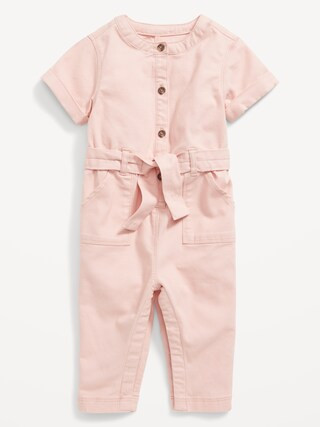 Short-Sleeve Canvas Belted Utility One-Piece for Baby | Old Navy (US)