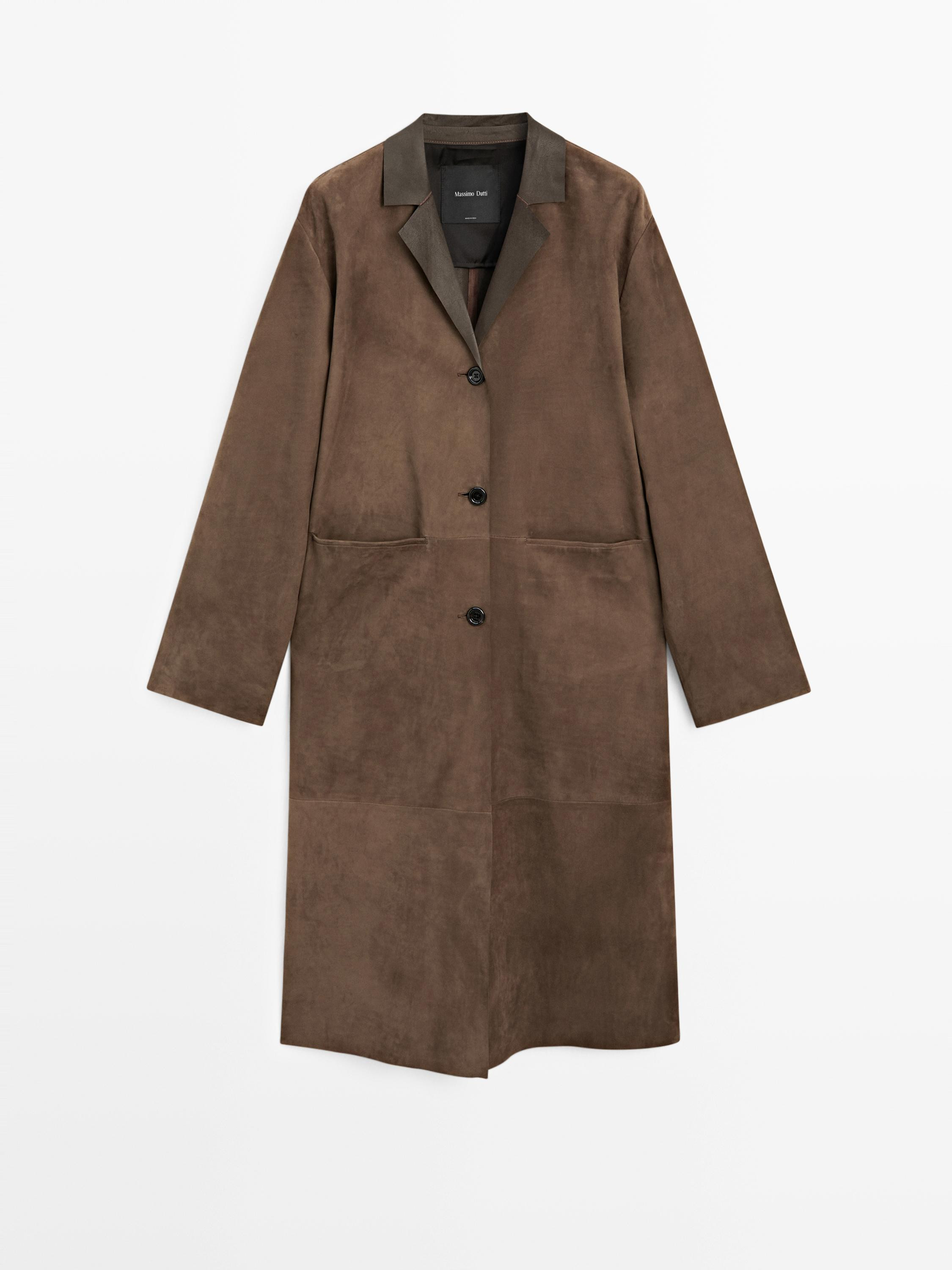 Long suede leather coat | Massimo Dutti UK
