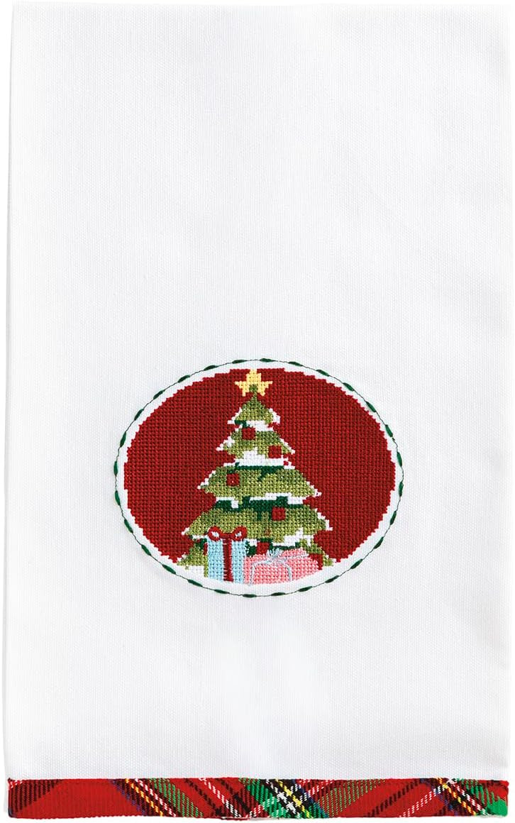 Mud Pie Tree Needlepoint Christmas Printed & Decorative Kitchen Towel, Holiday Hand & Hostess Gift Towel, Seasonal Kitchen Décor | Amazon (US)