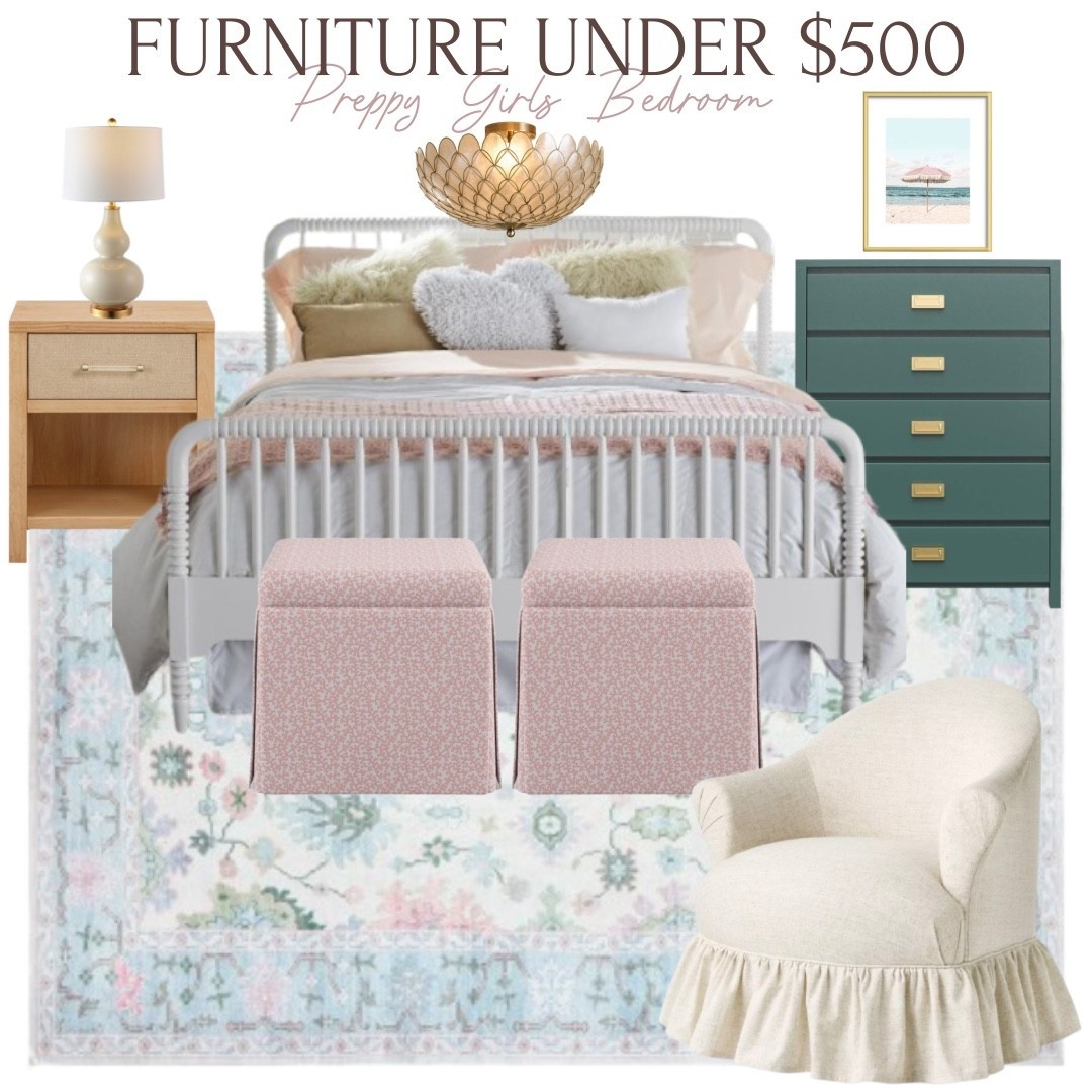 A preppy, girly room just in time for 💗 season, using all furniture finds under $500

#LTKFindsUnder100 #LTKHome #LTKSaleAlert