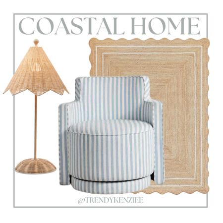 coastal home decor / coastal chair / coastal home decor finds / striped chair / beach home decor / beach rug / scalloped rug 

#LTKhome