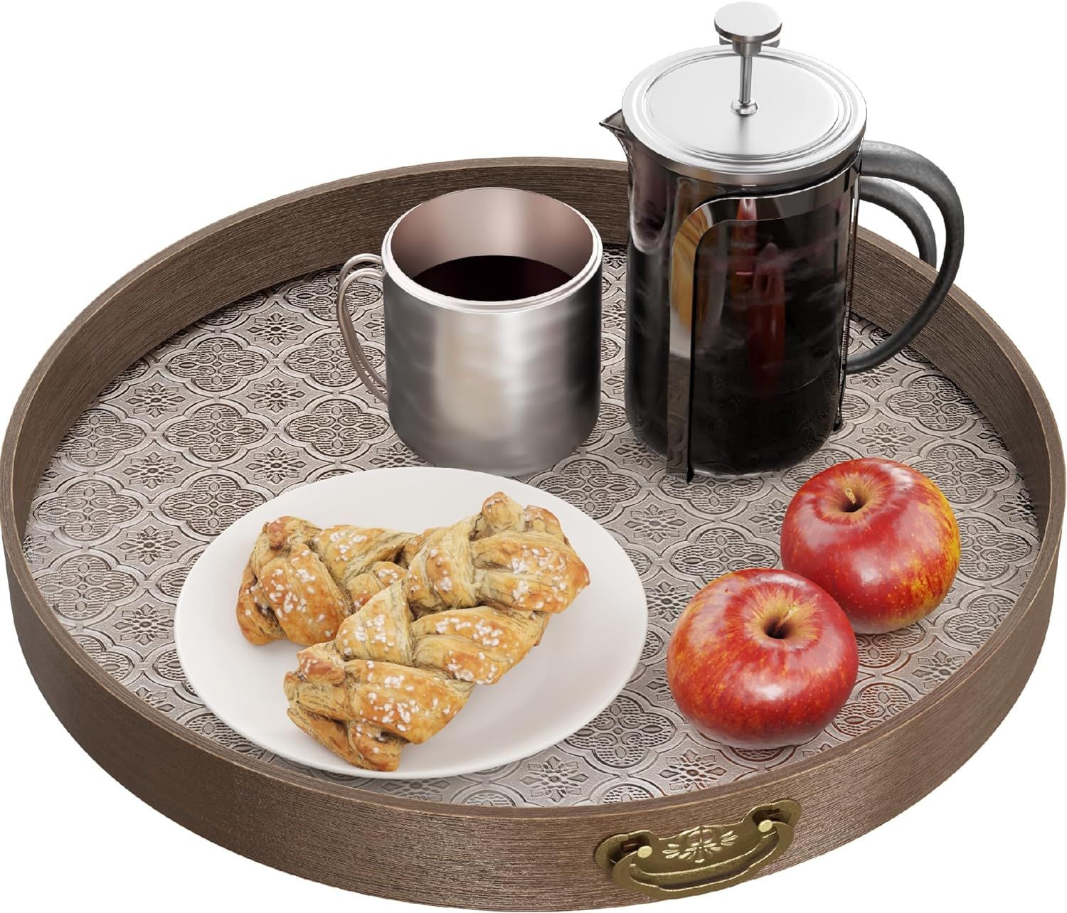 Round Bamboo Tray,Bamboo Serving Trays,Decorative Serving Tray With Acrylic Base.11.8"L x 11.8"W ... | Amazon (US)