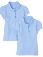 Girls Uniform Short Sleeve Ruffle Pique Polo 2-Pack | The Children's Place | The Children's Place