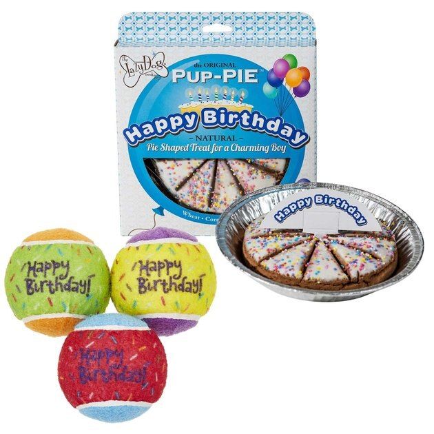 Bundle: Frisco Fetch Squeaking Birthday Tennis Ball Toy + The Lazy Dog Cookie Co. Happy Birthday ... | Chewy.com