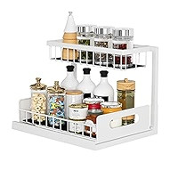 2-Tier Under Sink Slide Out Organizer, Pull Out Cabinet Storage Shelf with Sliding Storage Wire Bask | Amazon (US)