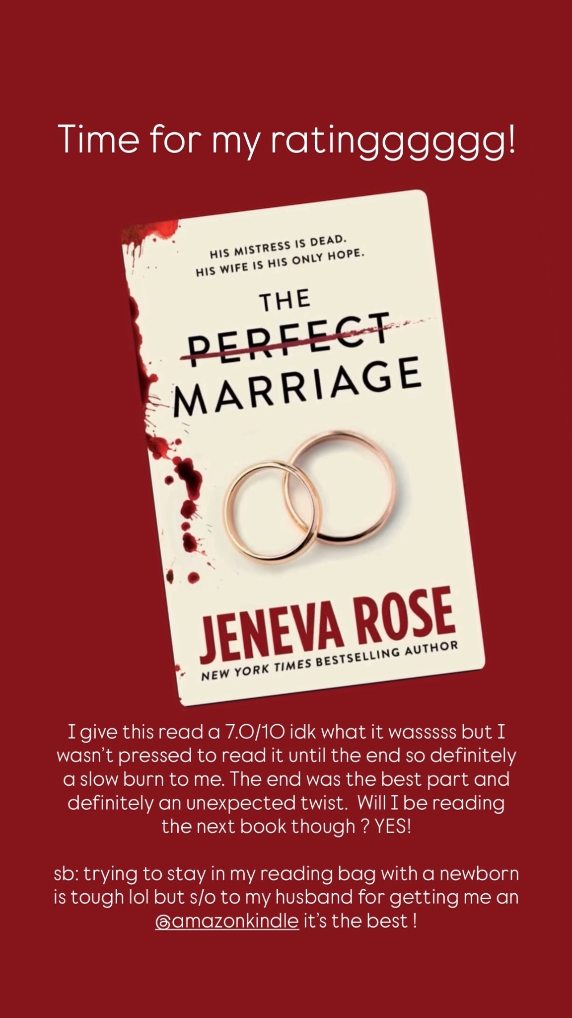 Book Review 📖✨

The Perfect Marriage book review, Jeneva Rose books, psychological thriller books, thriller book recommendations, mystery thriller novels, Kindle book recommendations, booktok thrillers, bookstagram reads, slow burn thriller, plot twist books, marriage thriller novel, bestselling thriller books, reading with a newborn, busy mom reading, Kindle reads for moms #BookReview #ThePerfectMarriage #JenevaRose #PsychologicalThriller #ThrillerBooks #BookRecommendations #KindleReads #BookTokBooks #Bookstagram #PlotTwistBooks #SlowBurnThriller #BestsellingBooks #ReadingLife #MomReader #KindleLifestyle

#LTKstorytime #LTKGiftGuide #LTKHoliday