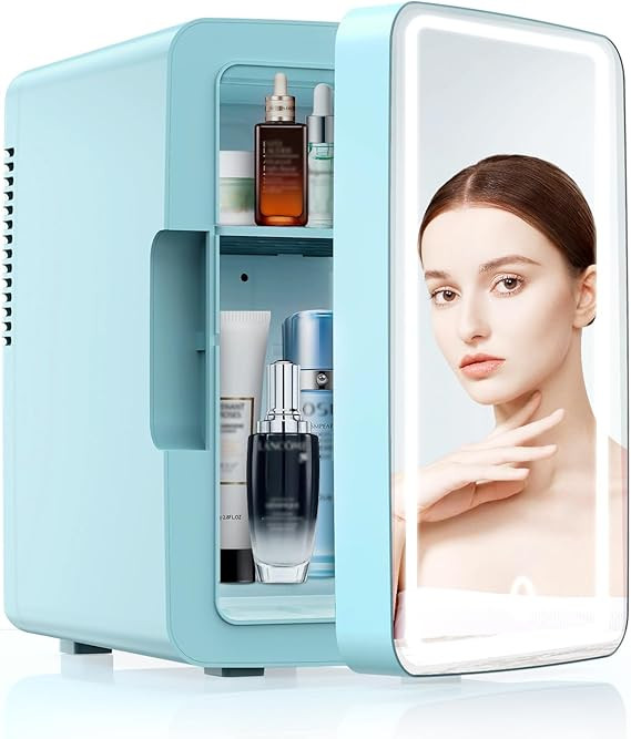 PERSONAL CHILLER 6.2L Skincare Fridge with LED Makeup Mirror, Mini Fridge Cooler and Warmer, Port... | Amazon (US)