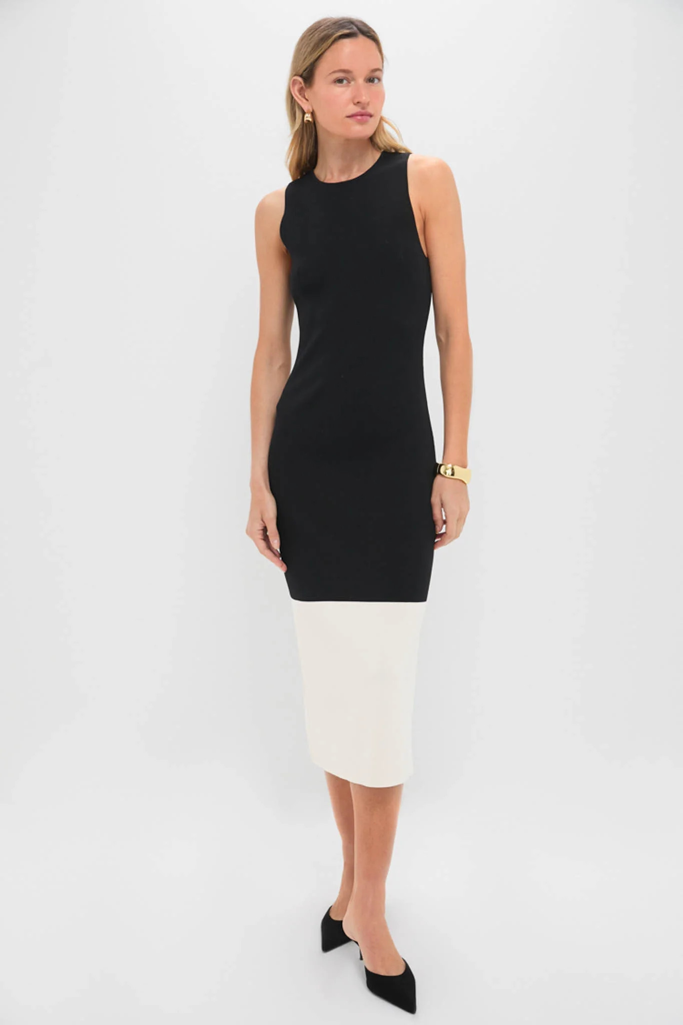 Black & Cream Charlotte Knit Midi Dress | Tuckernuck (US)