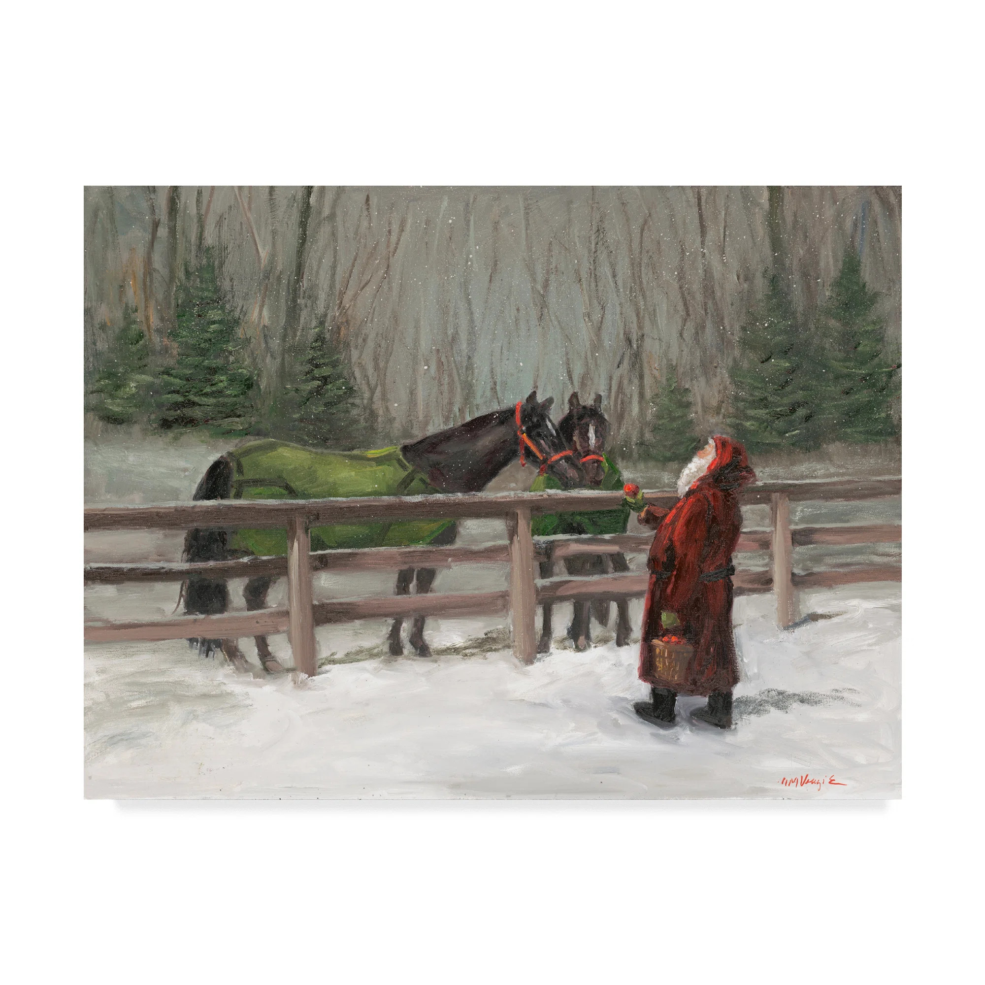 Mary Miller Veazie " Santa With Horses " by Mary Miller Veazie | Wayfair North America