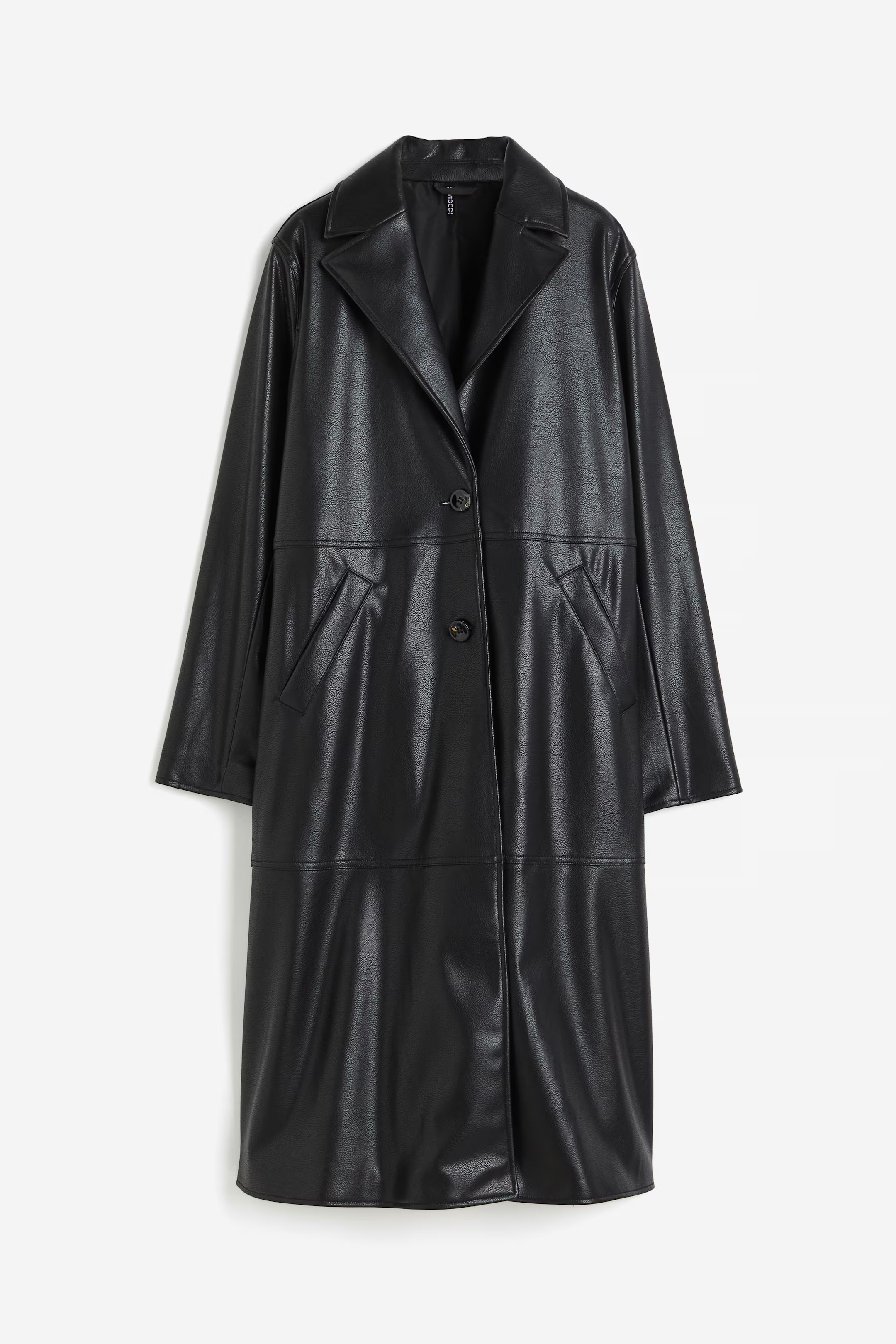 Single-breasted coated coat - Black - Ladies | H&M GB | H&M (UK, MY, IN, SG, PH, TW, HK)
