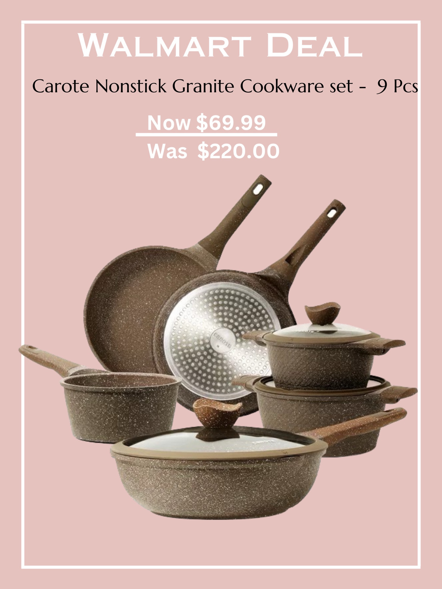 Carote Nonstick Granite Cookware Sets, 9 Pcs Brown Granite Pots and Pans Set, Induction Stone Kitchen Cooking Set
Now $69.99, was $220.00.



Walmart deal/ Walmart sale/ cooking set

#LTKhome #LTKFind #LTKsalealert