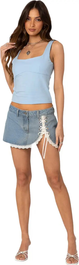 EDIKTED Lace-Up Denim Miniskirt | Nordstrom | Nordstrom