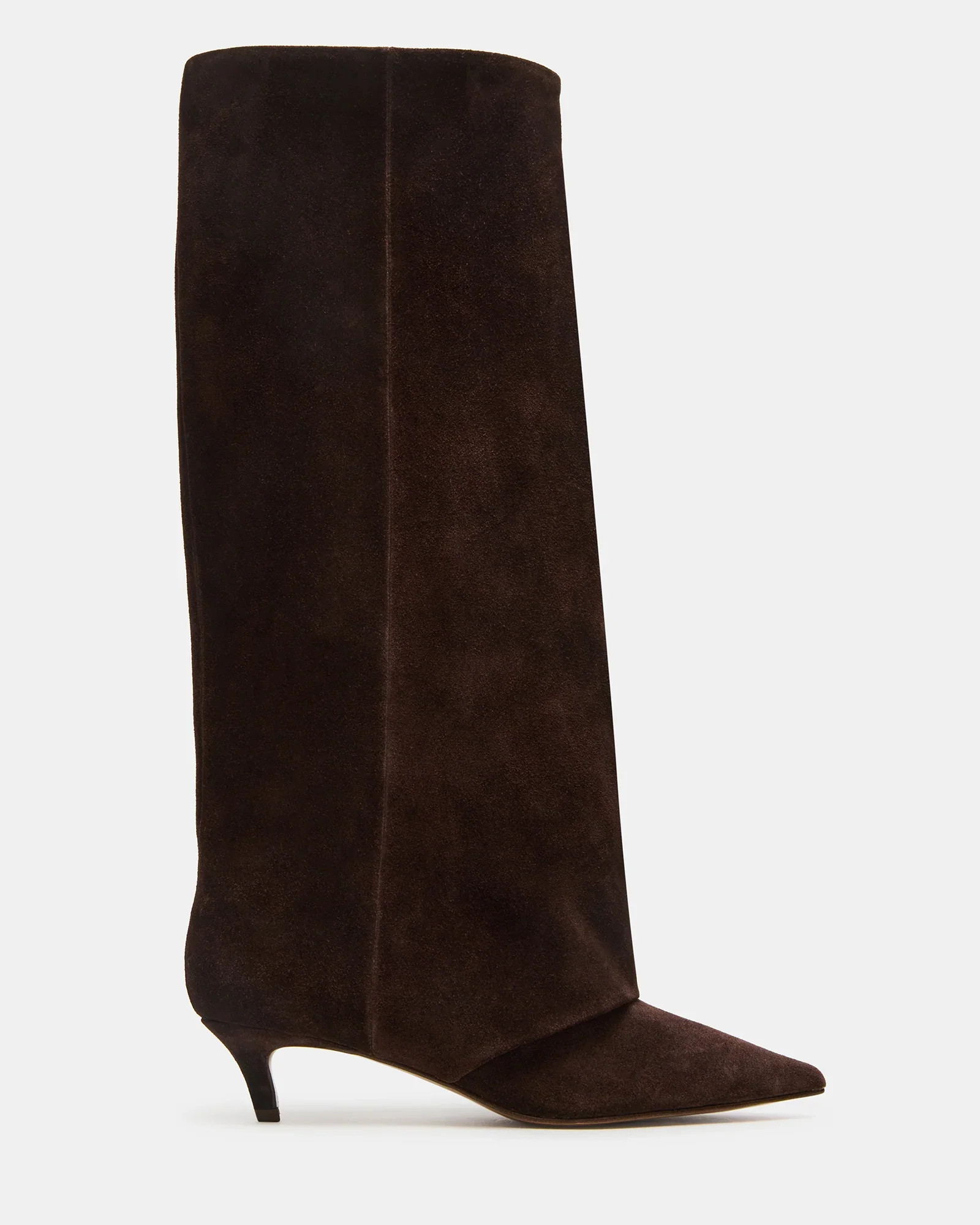 LUCA Brown Suede Cuffed Knee-High Boots | Women's Designer Boots | Steve Madden (Canada)