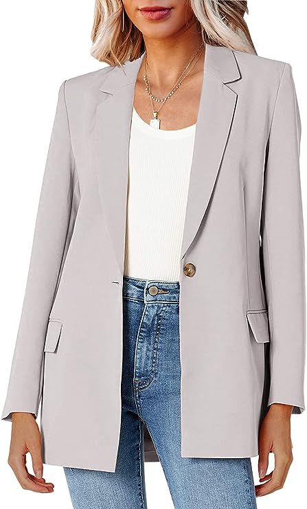 Womens Oversized Casual Blazers Open Front Long Sleeve Work Office Jackets Blazer | Amazon (US)