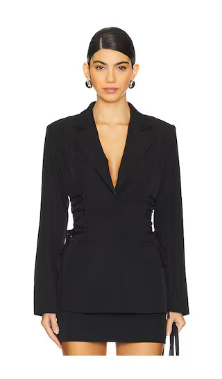 Jennifer Lace Up Blazer in Black | Revolve Clothing (Global)