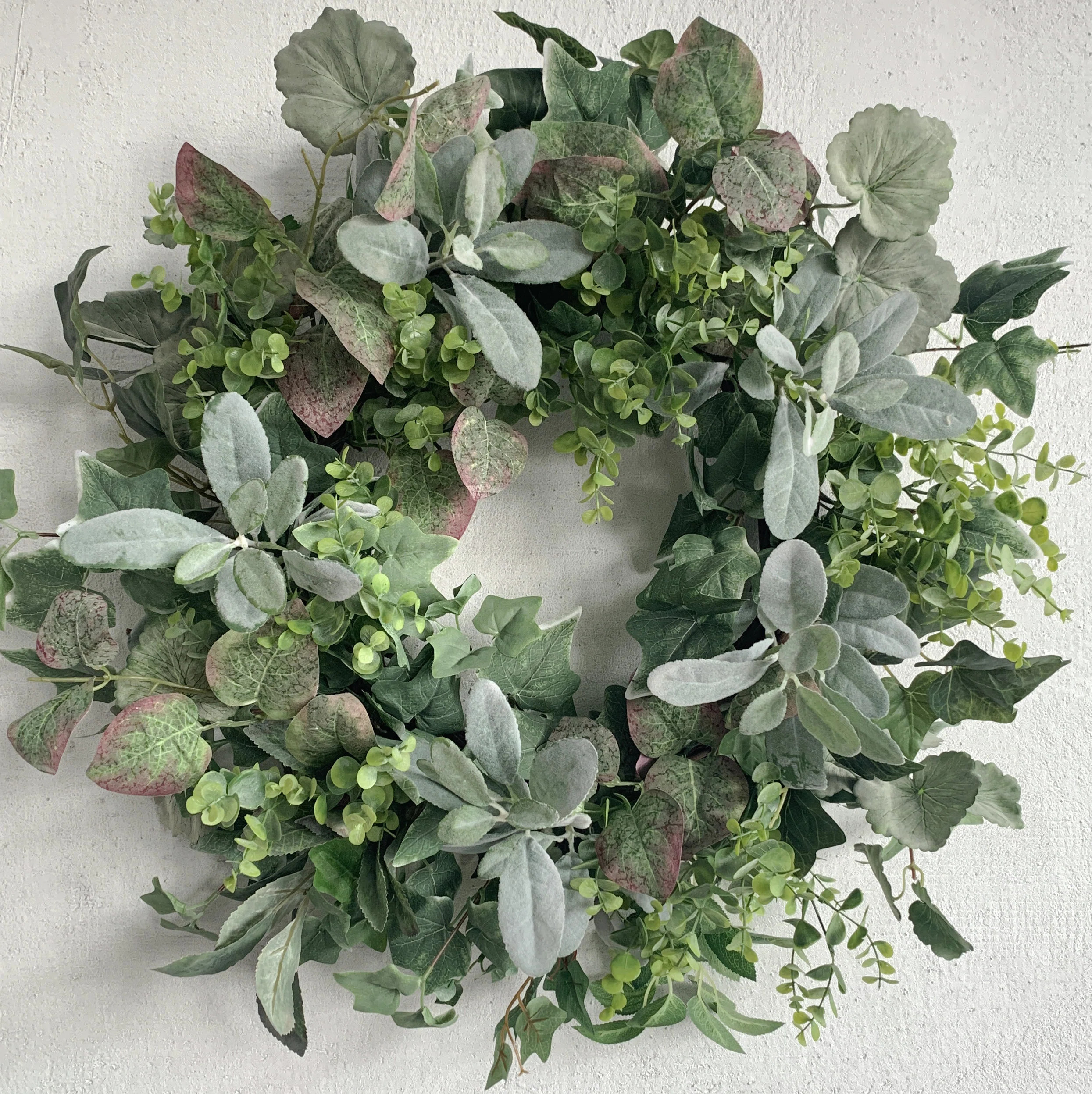 Large Lambs Ear Foliage 26" Greenery Wreath for Front Door | Wayfair North America