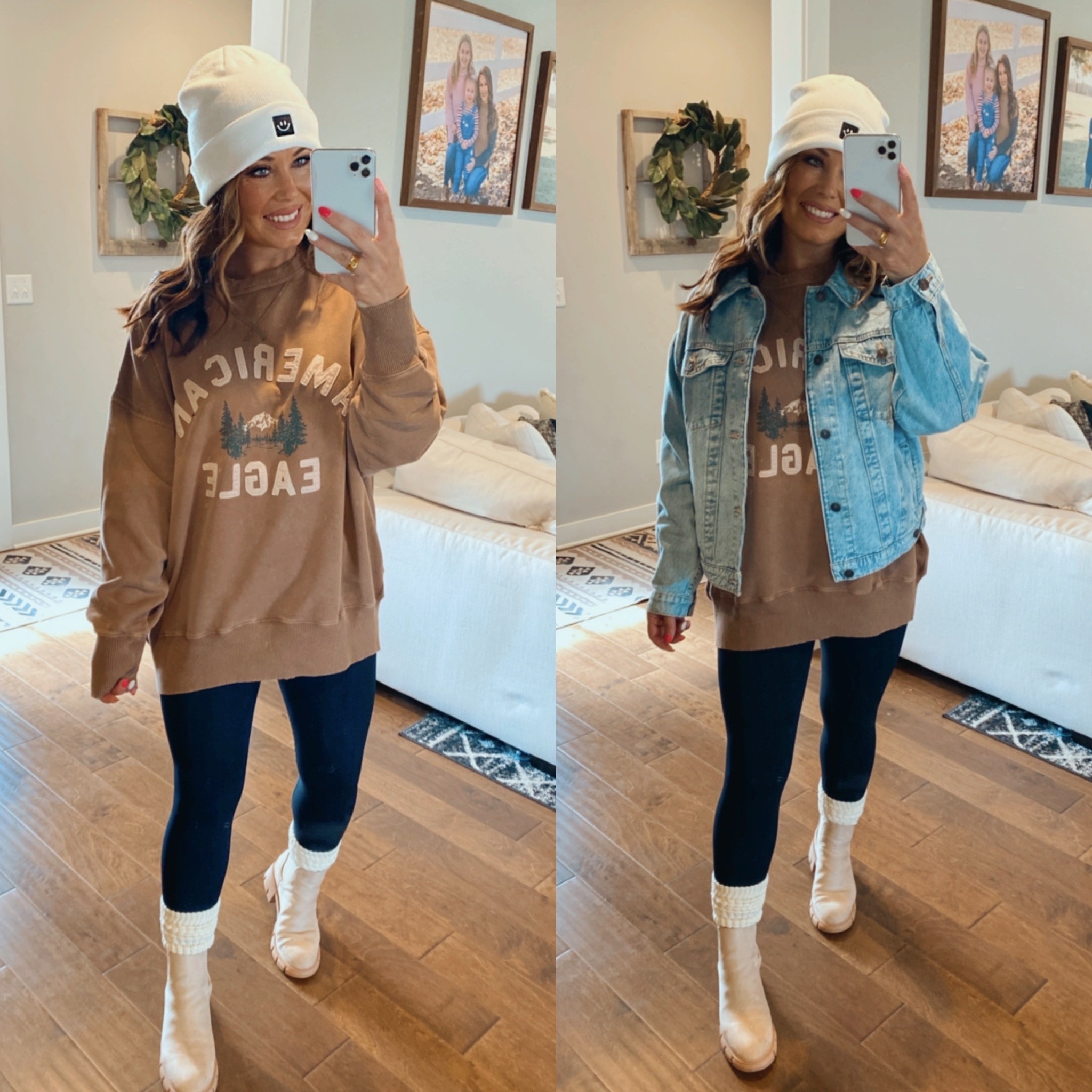 Eagles Glam off the shoulder oversized print sweatshirt