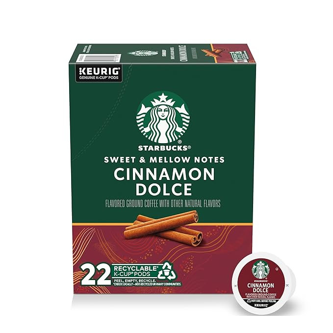 Starbucks K-Cup Coffee Pods, Flavored Hot or Iced Coffee, Cinnamon Dolce, 22 Keurig Pods | Amazon (US)
