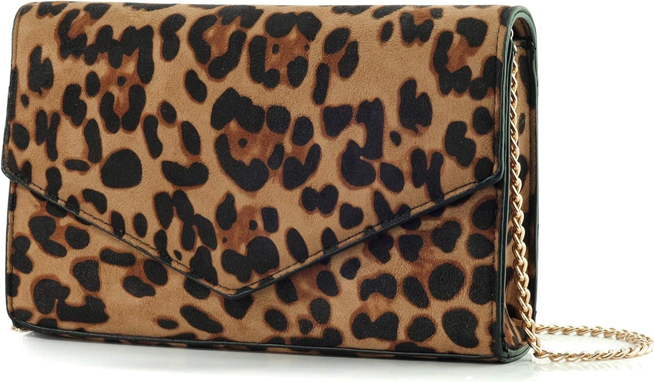 HOXIS Leopard Print Envelope Evening Clutch Women Chain Shoulder Bag | Amazon (US)