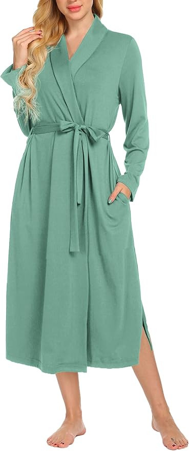 Ekouaer Robes for Women Long Sleeve Knit Kimono Bathrobe Soft Lightweight Loungewear Ladies Cotto... | Amazon (US)