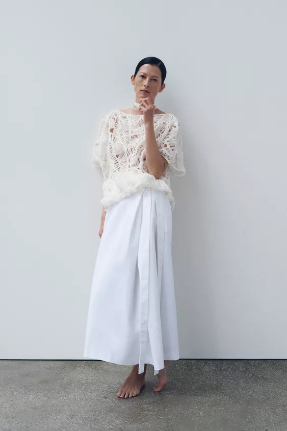 ZW COLLECTION ASYMMETRIC MIDI SKIRT | Zara US