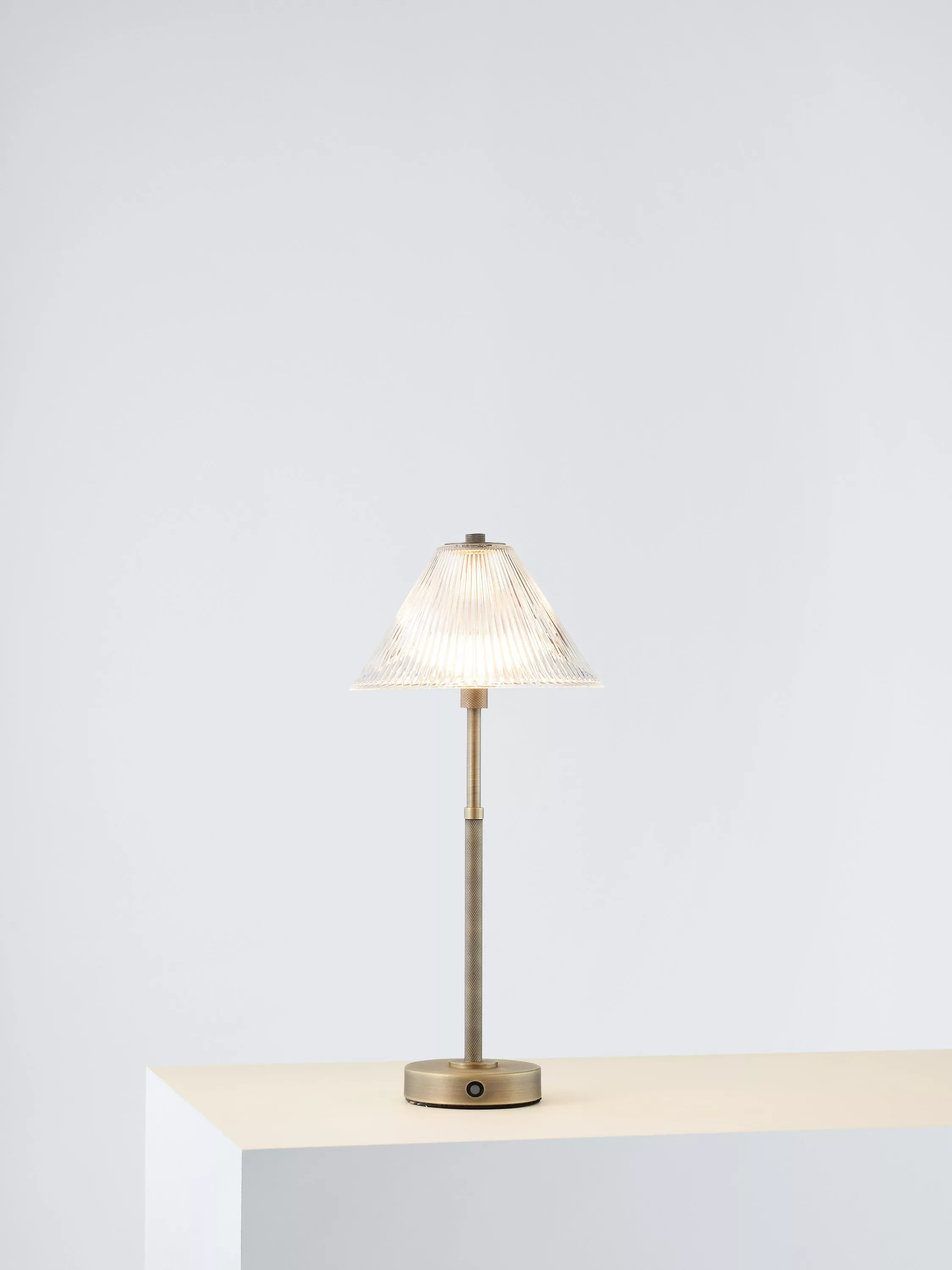 John Lewis Talbot Rechargeable Glass LED Table Lamp, Brass/Glass | John Lewis (UK)