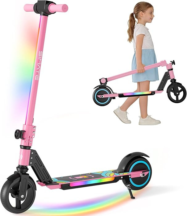 SIMATE Electric Scooter for Kids 6-14, e Kick Scooter with LED Display and Colorful Lights, Adjus... | Amazon (US)