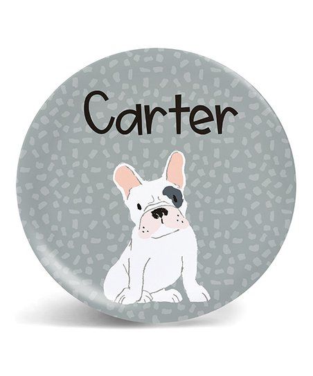 Gray & White French Bulldog Personalized Plate | Zulily