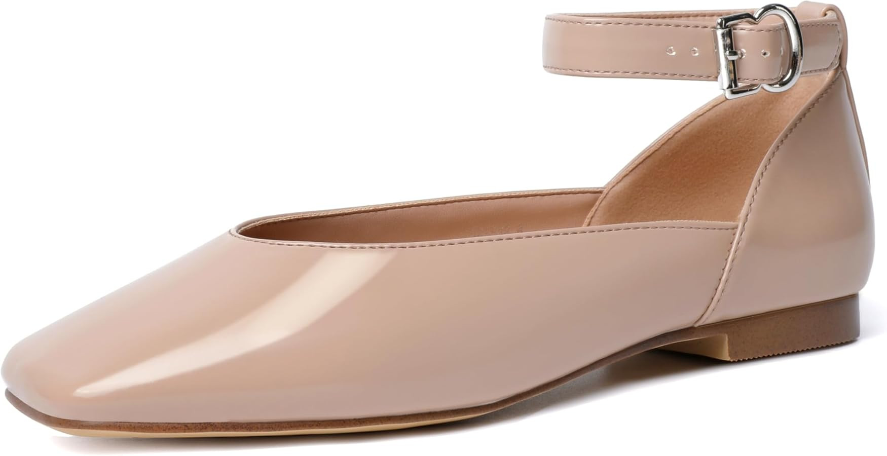 vivianly Mary Jane Shoes for Women Ballet Flats Shoes Buckle Ankle Strap Square Toe Flat Leather ... | Amazon (US)