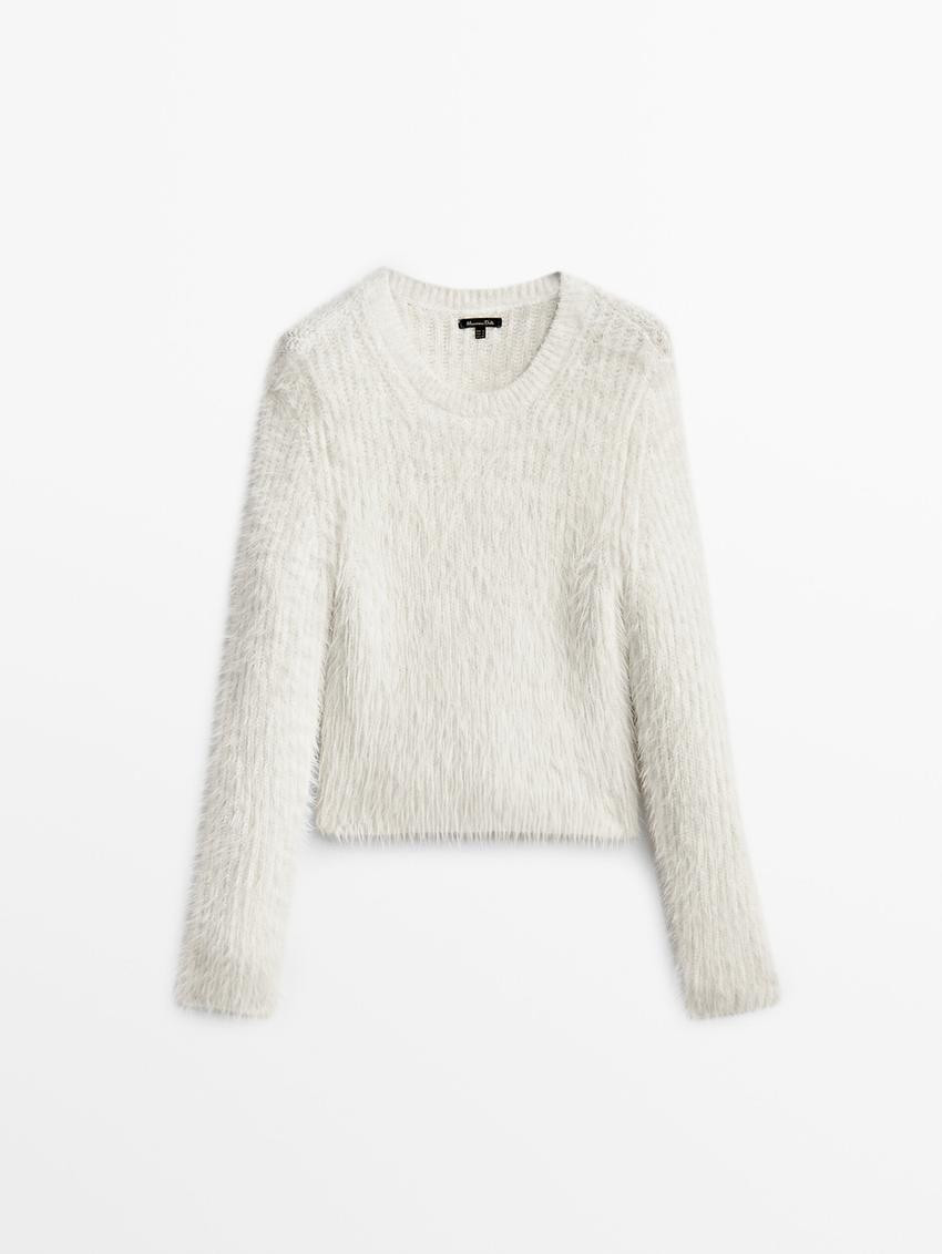 Faux lambskin knit sweater | Massimo Dutti US